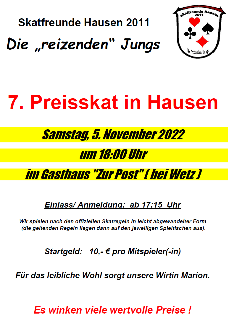 Preisskat 2022 @ Gasthaus "Zur Post"