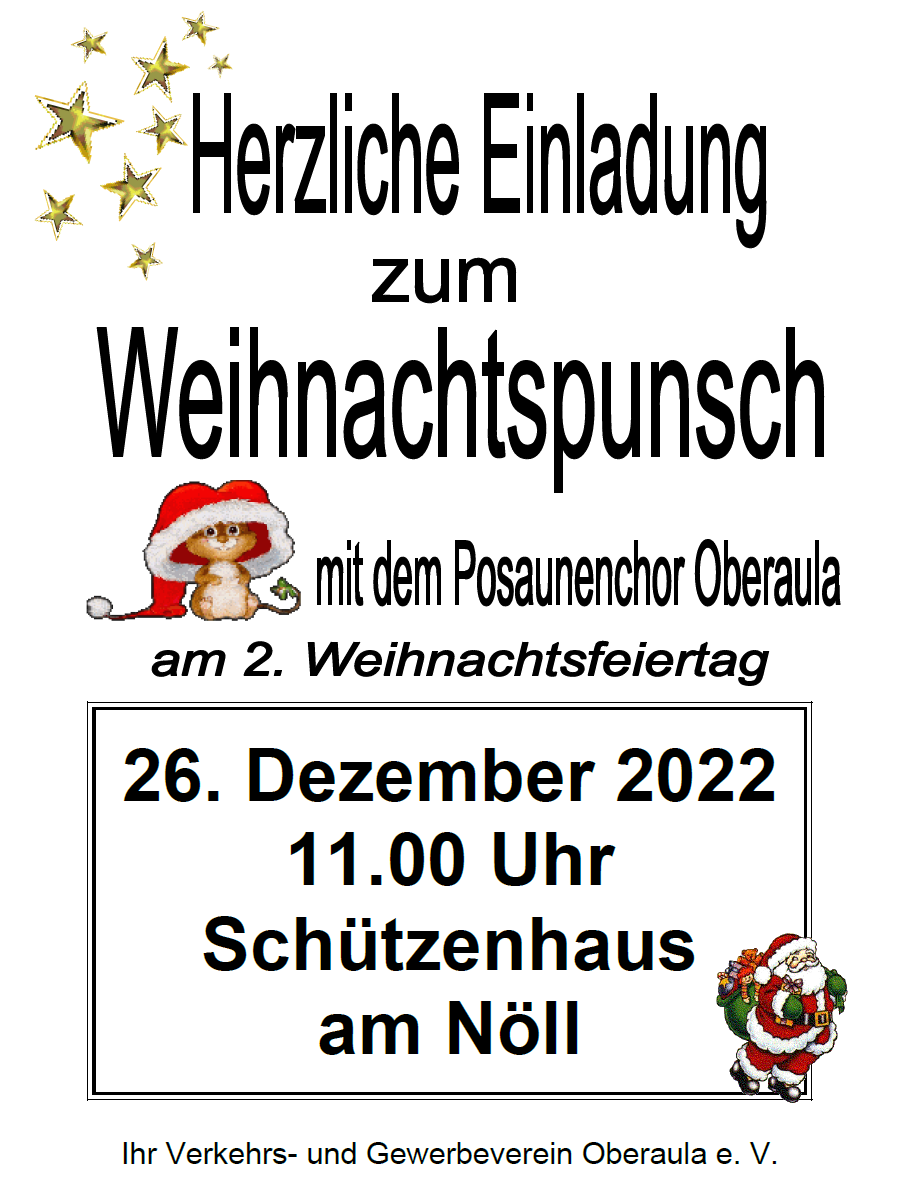 Weihnachtspunsch mit dem Posaunenchor @ Schützenhaus Oberaula