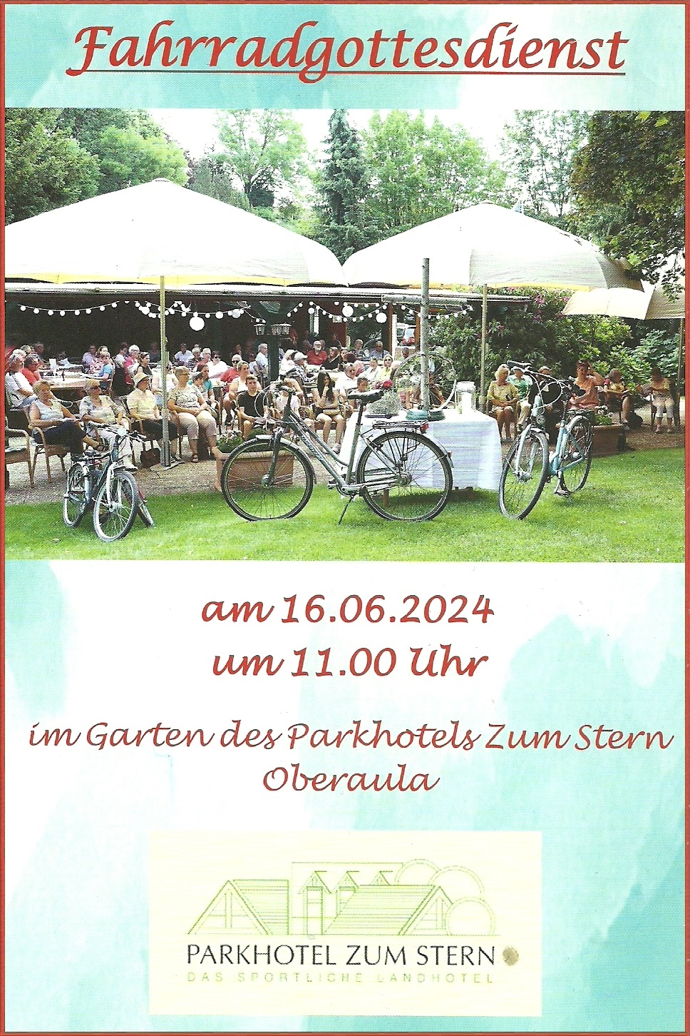 Fahrradgottesdienst im Park @ Im Garten des Parkhotels ZumStern Oberaula